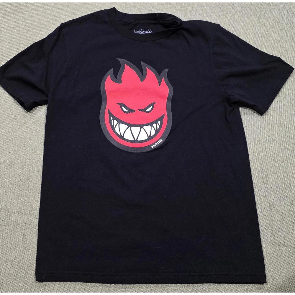 Spitfire Youth Large Black T-Shirt with Flame Logo